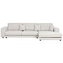 Left Hand 4 Seater Corner Sofa White Fabric Upholstered Track Armrests Additional Cushions