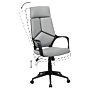 Office Chair Grey And Black Fabric Swivel Desk Computer Adjustable Seat Reclining Backrest