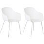 Set Of 2 Dining Chairs Plastic White Minimalist Design Armrests Living Room Kitchen Furniture