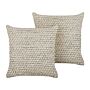 Set Of 2 Decorative Cushions Beige Cotton 45 X 45 Cm Handmade