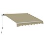 Outsunny 2.5x2 M Manual Retractable Awning-beige Canopy/white Frame