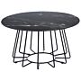 Coffee Table Black Tabletop Metal Base Marble Finish Glamorous Design