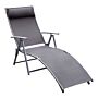 Outsunny Texteline Sun Lounger Recliner Chair Patio Foldable Garden 5 Levels Grey