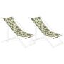 Set Of 2 Sun Lounger Replacement Fabrics Floral Pattern Polyester Sling Hammock