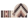 Klim Area Rug Beige And Brown Cotton 80 X 300 Cm Cut Shuttle Handwoven Floor Wall Rug Geometric Reversible Pattern Tassels