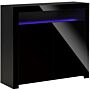 Homcom High Gloss Led Cabinet Cupboard Sideboard Buffet Console With Rgb Lighting, Dining Area, Black