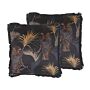 Set Of 2 Decorative Cushions Black Animal Print 45 X 45 Cm Tiger Motif Modern Glamour Decor