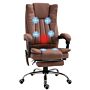 Vinsetto High Back Vibration Massage Office Chair, Heated Reclining Leathaire Fabric Computer Chair With Footrest, Brown