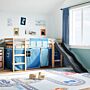 Vidaxl Kids' Loft Bed With Curtains Blue 90x200 Cm Solid Wood Pine