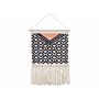 Wall Hanging Orange And Black Cotton 56 X 106 Cm Handwoven With Tassels Geometric Pattern