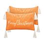 Set Of 2 Scatter Cushions Orange Cotton Velvet 30 X 50 Cm Christmas Motif Caption With Tassels Accessories