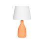 Table Lamp Orange Ceramic Base Linen Shade 53 Cm Fabric Drum White