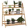 Outsunny 3-tier Plant Stand, Plant Shelf Rack, Folding Bamboo Display Stand, 98x37x96.5cm, Natural