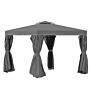 Outsunny 3 X 3(m) Patio Gazebo Canopy Garden Pavilion Tent Shelter Marquee With 2 Tier Water Repellent Roof, Mosquito Netting And Curtains, Dark Grey