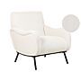 Armchair Cream Jumbo Cord Corduroy Upholstered Retro Style Low Back