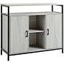 Homcom Modern Sideboard, Steel Frame Storage Cabinet With 2 Doors And Adjustable Shelves, Light Grey