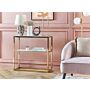 Console Table White With Gold Tempered Glass Stainless Steel 80 X 30 Cm Shelf Rectangular