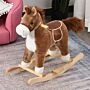 Homcom Kids Ride On Plush Rocking Horse W/ Sound Brown