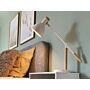 Table Lamp White Metal 50h Cm Light Wood Crane Arm Adjustable Shade Modern