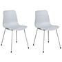 Set Of 2 Dining Chairs Light Grey Synthetic Seat Metal Legs Minimalist Design Backrest