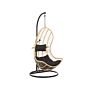 Hanging Chair Beige Rattan Metal Frame Indoor-outdoor Curved Shape