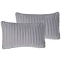 Set Of 2 Decorative Cushions Grey Striped Pattern Rectangular 30 X 50 Cm