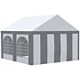 Outsunny 4 X 4m Galvanised Party Tent, Marquee Gazebo With Sides, Four Windows And Double Doors