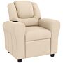 Homcom Kids Recliner Chair, Pu Leather With Adjustable Backrest, Footrest, Padded Headrest, Beige