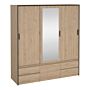 Line Wardrobe With 2 Sliding Doors 1 Sliding Door With Mirror In Jackson Hickory Oak