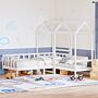 Vidaxl Day Bed And Bench Set With Roof White 90x200 Cm Solid Wood Pine