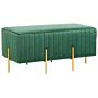 Bench Green Velvet Upholstered Gold Metal Legs 93 X 48 Cm