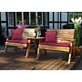 Twin Bench Set Straight - Burgundy