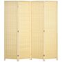 Homcom 4 Panel Folding Room Divider Screen, Wall Panel Privacy Furniture, Freestanding Paravent Partition Separator, 180 X 180cm, Natural