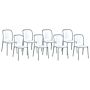 Set Of 8 Garden Chairs White And Grey Synthetic Material Stacking Armless Outdoor Patio