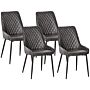 Homcom Retro Dining Chair Set Of 4, Pu Leather Upholstered Side Chairs For Kitchen Living Room With Metal Legs, Grey