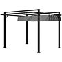 Outsunny 3 X 3(m) Retractable Pergola, Garden Gazebo Shelter With Aluminium Frame, Dark Grey