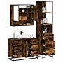 Vidaxl 3 Piece Bathroom Furniture Set Smoked Oak Engineered Wood