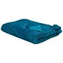 Blanket Blue Throw 200 X 220 With Pom Poms Soft Coverlet