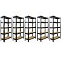 5 X T-rax Black Metal Racking Units 75cm X 150cm X 30cm