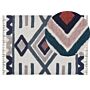 Area Rug Multicolour Cotton 140 X 200 Cm Scandinavian Pattern Handwoven Tufted Rectangular