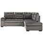 Corner Sofa Bed Grey Velvet Tufted Upholstery Left Hand Sleeper Sofa With Storage