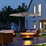 Outsunny Garden Parasol With Led Lights, Solar Charged Patio Umbrella With Crank Handle, Charcoal Grey