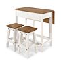 Corona White Breakfast Drop Leaf Table & 2 Stools Set