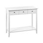 Console Table White Mdf Wooden Legs 90 X 40 X 75 Cm 3 Drawers Shelf Hallway