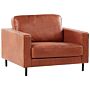 Armchair Gold Brown Faux Leather Retro Living Room Accent Chair Black Legs Track Arm