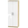 Contrast Tall Double Hanging Wardrobe In White & Bardolino Oak