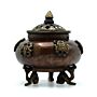 Brass Tibetan Incense Burner - Six Symbols Standing Pot