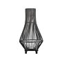 Candle Lantern Black Bamboo Wood 38 Cm With Glass Floor Candle Holder Boho Style Indoor