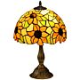 Homcom Stained Glass Table Lamp, Handmade Antique Bedside Lamp, Home, Nightstand, Decorative Night Light, Orange Sunflower