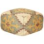 Pouffe Multicolour Jute And Wool 50 X 50 Cm Oriental Pattern Kilim Style Washed Colurs